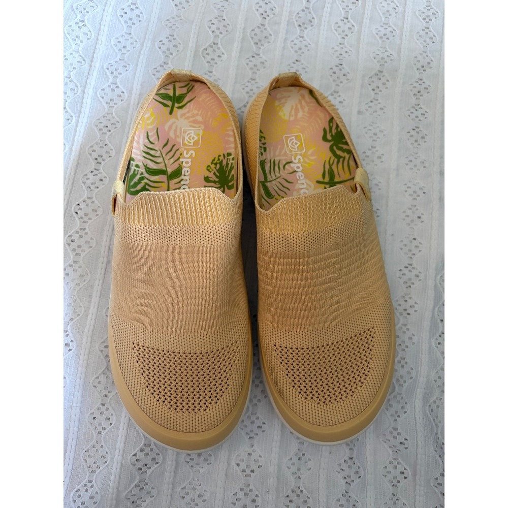 Spenco Women's Knit Slip On Comfort Shoes Peach Beige Size 7.5B Orthotic Support
